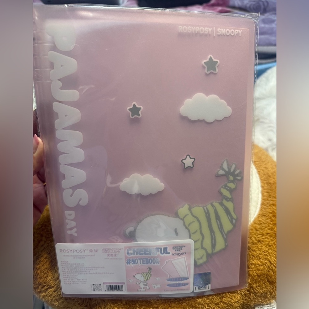 🆕 Peanuts Snoopy Pink Pajamas Day Notebook